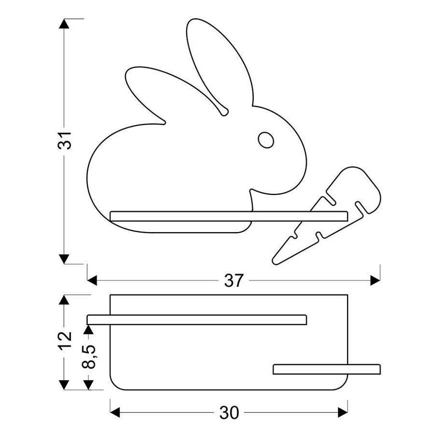 LED Laste seinavalgusti koos riiuliga RABBIT LED/4W/230V hall/valge/puit - FSC sertifitseeritud