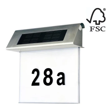LED Päikesepaneeliga majanumber LED/2x0,07W/2,4V IP44 - FSC sertifitseeritud