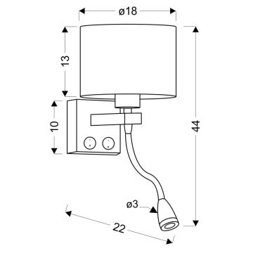 LED Paindlik valgusti POLO 1xE27/40W+LED/2W 230V must