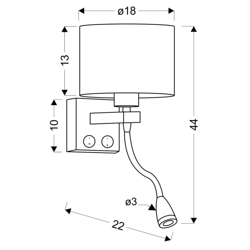 LED Paindlik valgusti POLO 1xE27/40W+LED/2W 230V must