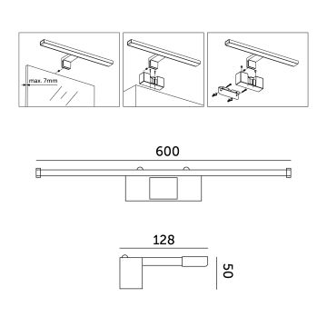 LED Peeglivalgustus vannituppa LED/12W/230V 4000K IP44 60 cm