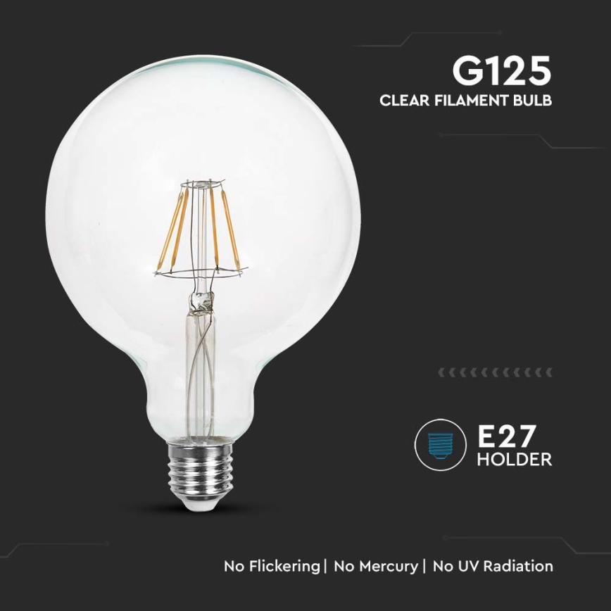 LED Pirn FILAMENT G125 E27/12W/230V 3000K