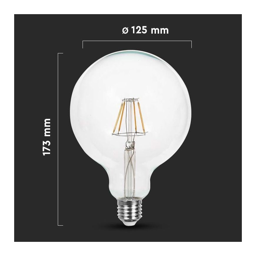 LED Pirn FILAMENT G125 E27/12W/230V 3000K