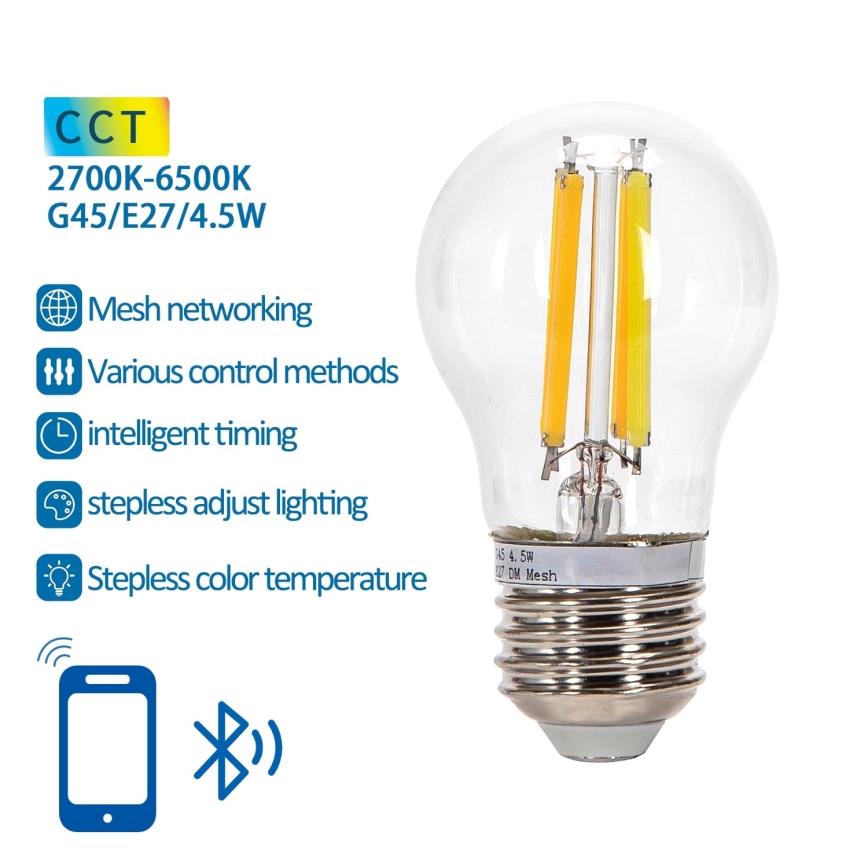 LED Pirn FILAMENT G45 E27/4,5W/230V 2700-6500K - Aigostar