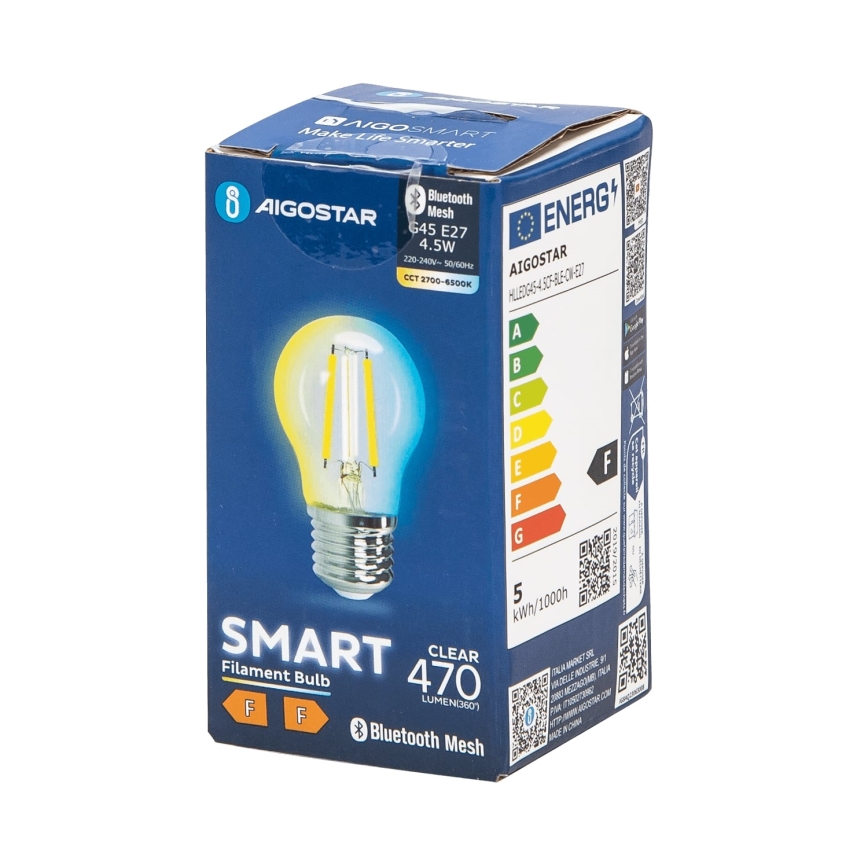 LED Pirn FILAMENT G45 E27/4,5W/230V 2700-6500K - Aigostar