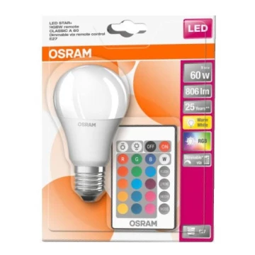 LED RGB Hämardatav pirn STAR+ A60 E27/9W/230V 2700K - Osram