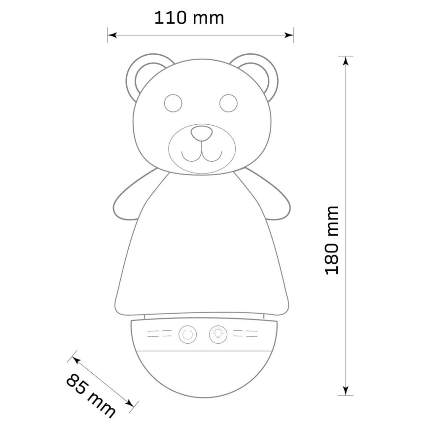 LED RGB Öölamp lastele koos heliga 3xAAA/5V karu