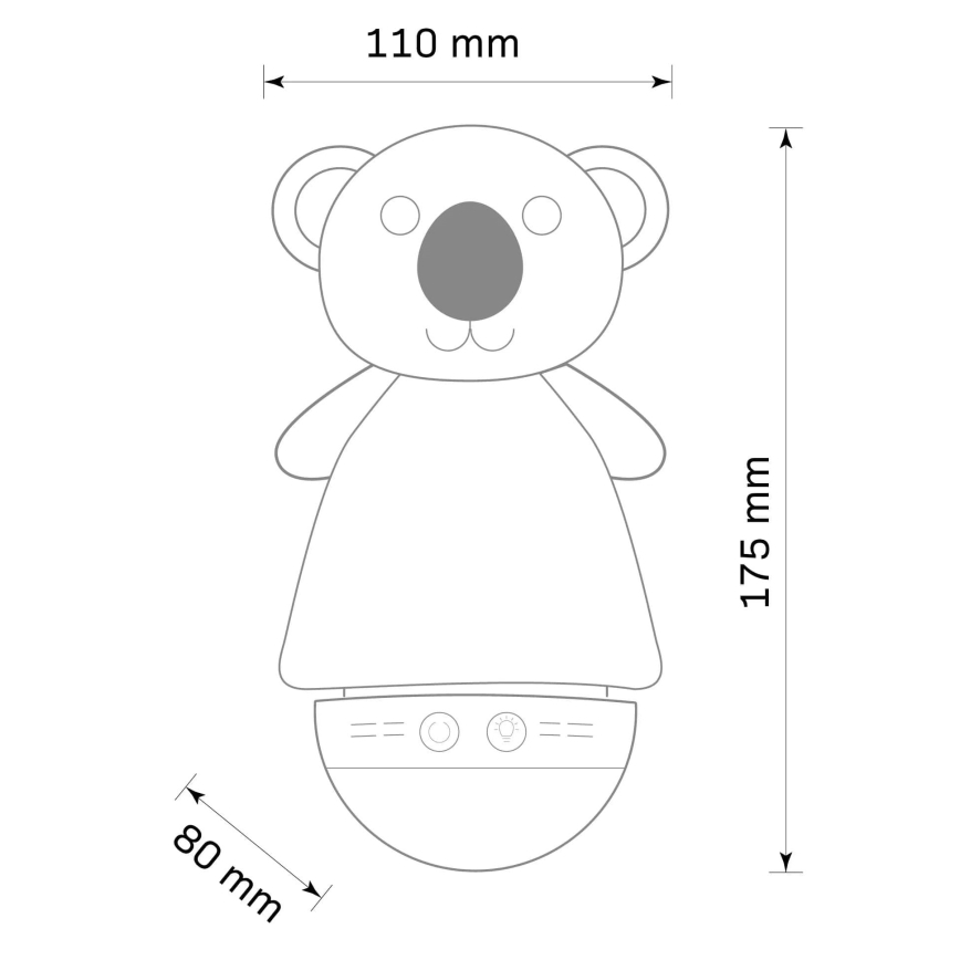 LED RGB Öölamp lastele koos heliga 3xAAA/5V koaala