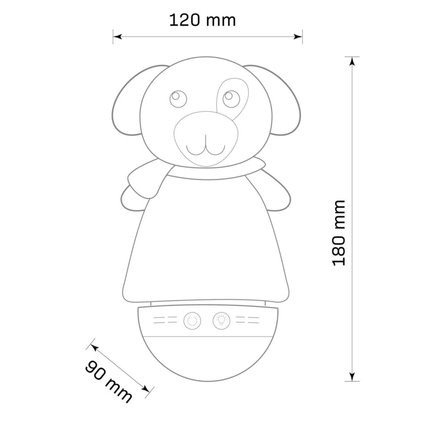 LED RGB Öölamp lastele koos heliga 3xAAA/5V koerake