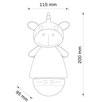 LED RGB Öölamp lastele koos heliga 3xAAA/5V ükssarvik