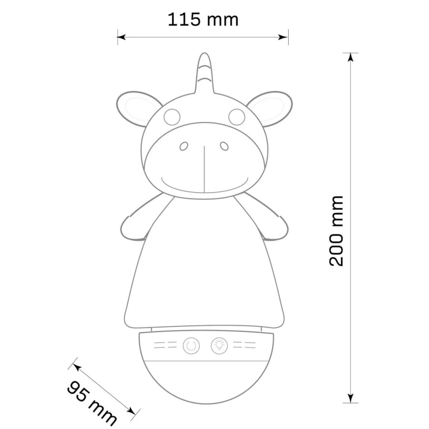 LED RGB Öölamp lastele koos heliga 3xAAA/5V ükssarvik