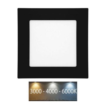 LED Süvistatav valgusti vannituppa RAFA LED/6W/230V 3000/4000/6000K 12x12 cm IP44 must