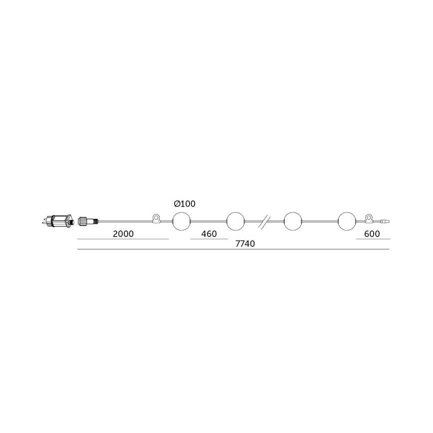 LED Väli dekoratiivne kett 10xLED/0,8W/230V IP67 2500K 7,7 m