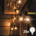 LED Väli dekoratiivne valguskett GARLAND 25xE12 20m IP44 soe valge