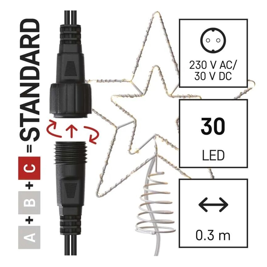 LED Väli jõuludekoratsioon 30xLED/4W/30V IP44 soe valge