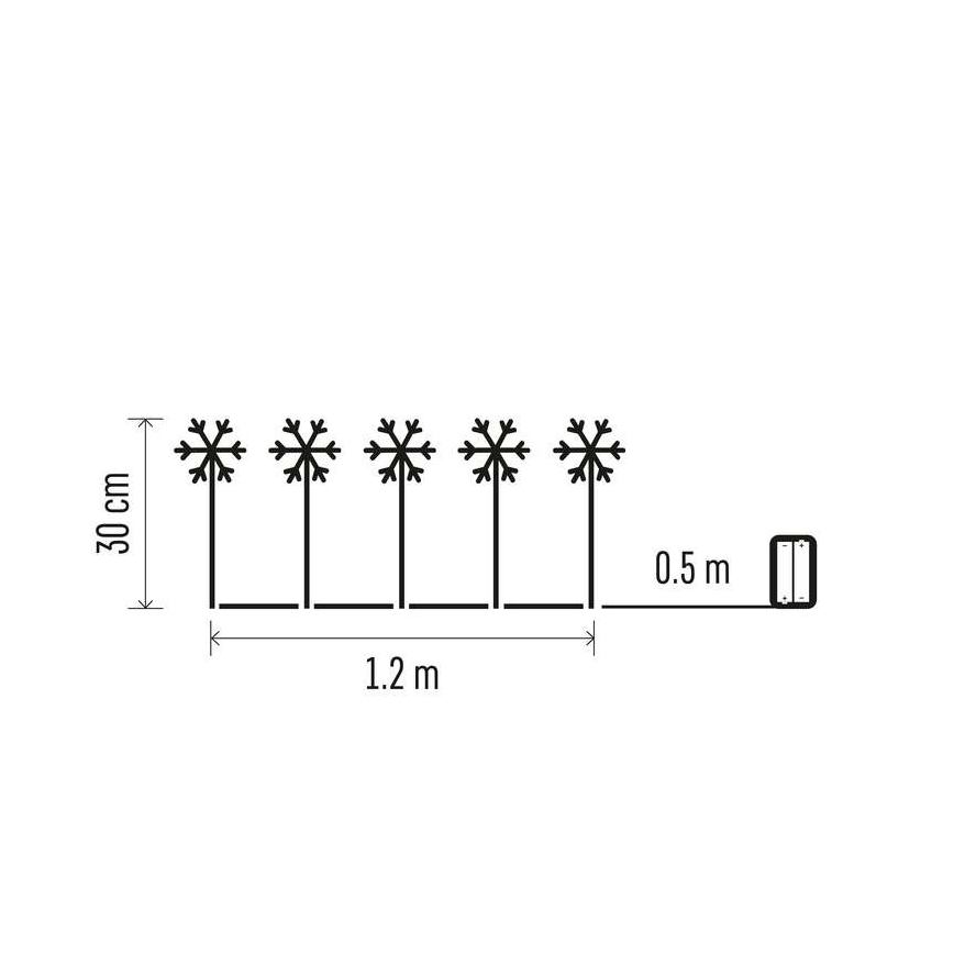 LED Väli jõulukaunistus 5xLED/3xAA IP44 lumehelbed