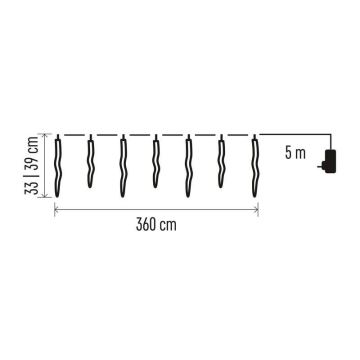 LED Väli jõuluteemaline valguskett 60xLED/8,6m IP44