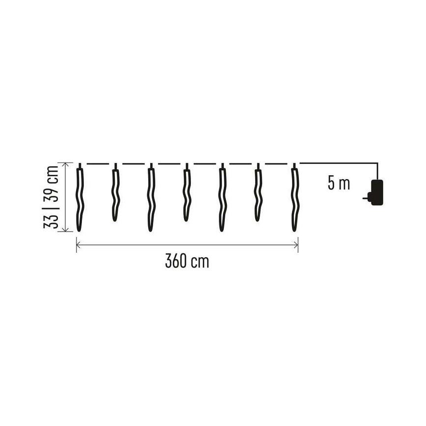 LED Väli jõuluteemaline valguskett 60xLED/8,6m IP44