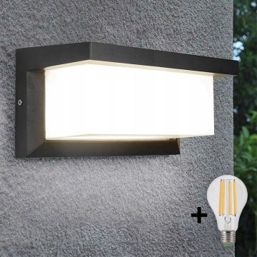 LED Väli seinavalgusti NEELY 1xE27/9W/230V 3000K IP54 antratsiit