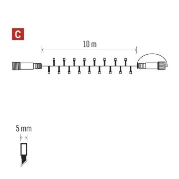 LED Väli valguskett 100xLED/10m IP44 külm valge