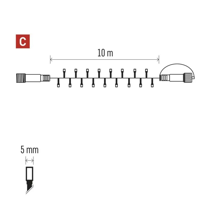 LED Väli valguskett 100xLED/10m IP44 külm valge