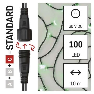 LED Väli valguskett 100xLED/10m IP44 roheline