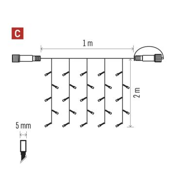 LED Väli valguskett 100xLED/1x2m IP44 külm valge