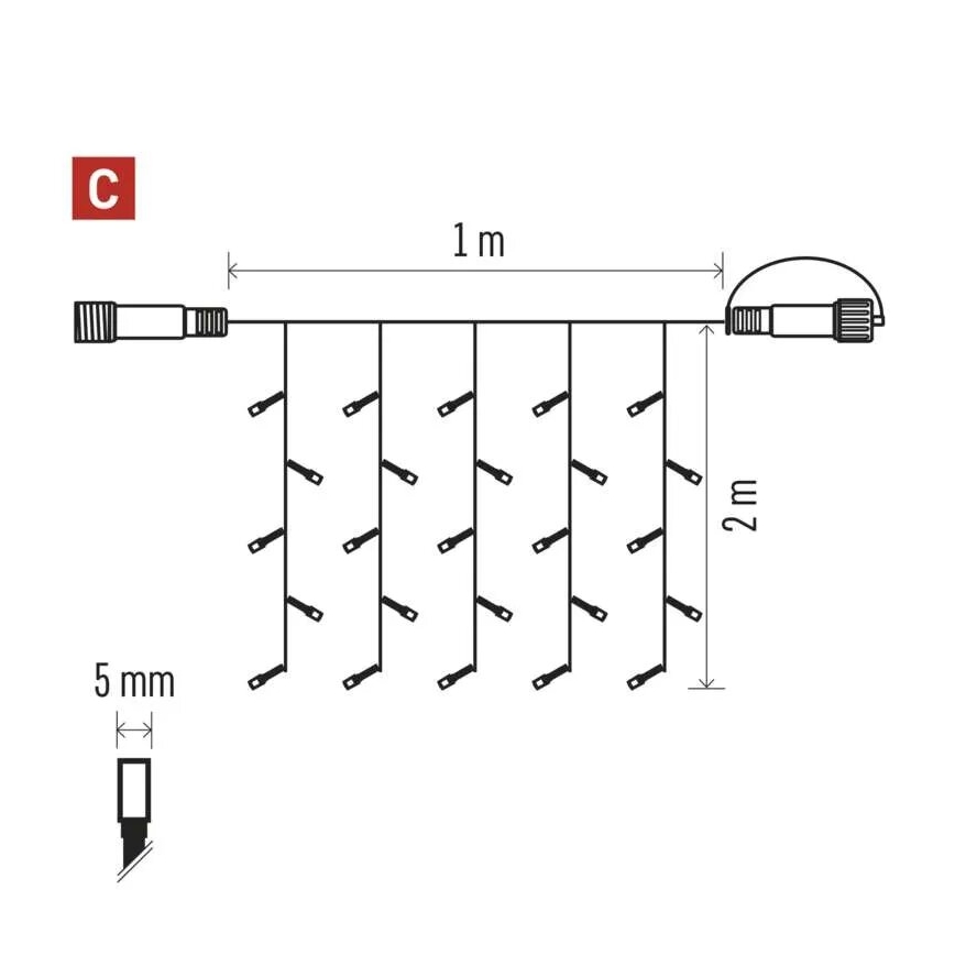 LED Väli valguskett 100xLED/1x2m IP44 külm valge