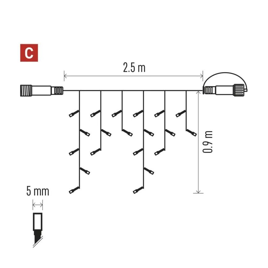 LED Väli valguskett 100xLED/2,5x0,9m IP44 külm valge