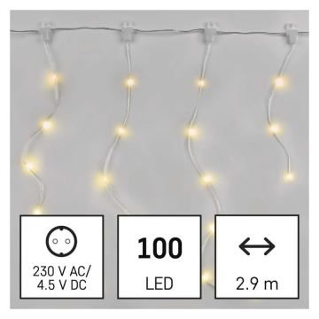 LED Väli valguskett 100xLED/8 funktsiooni 7,9x0,7m IP44 soe valge