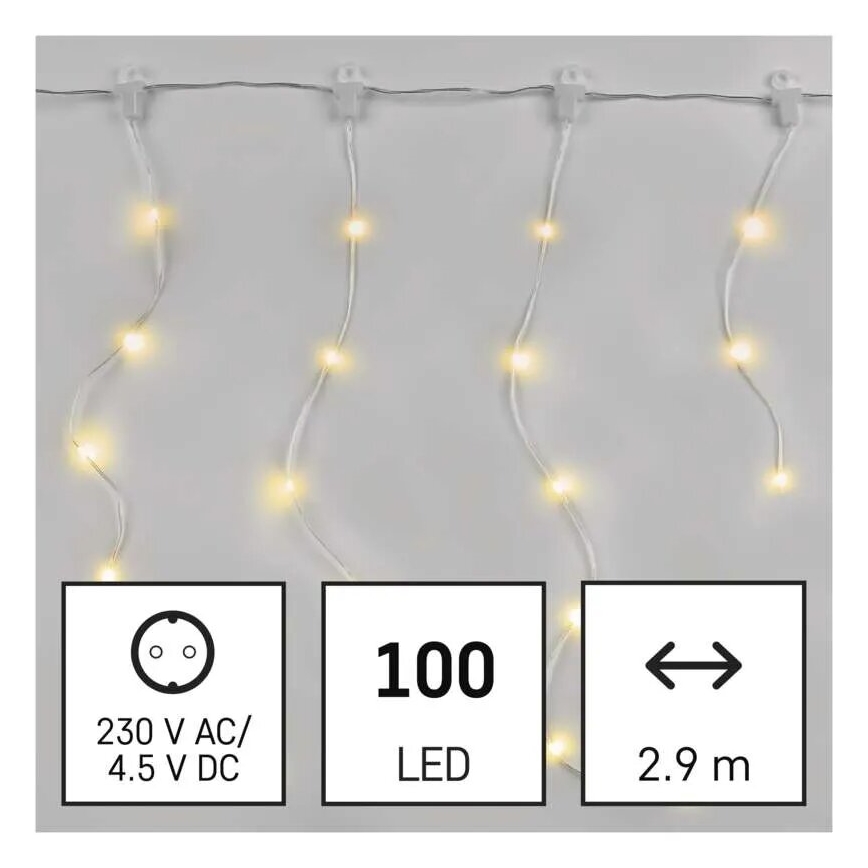 LED Väli valguskett 100xLED/8 funktsiooni 7,9x0,7m IP44 soe valge