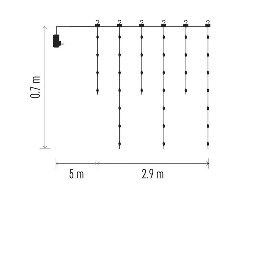 LED Väli valguskett 100xLED/8 funktsiooni 7,9x0,7m IP44 soe valge