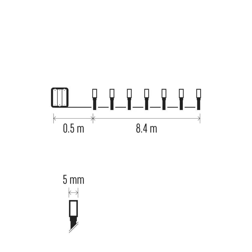 LED Väli valguskett 120xLED/3xAA 8,9m IP44 külm valge