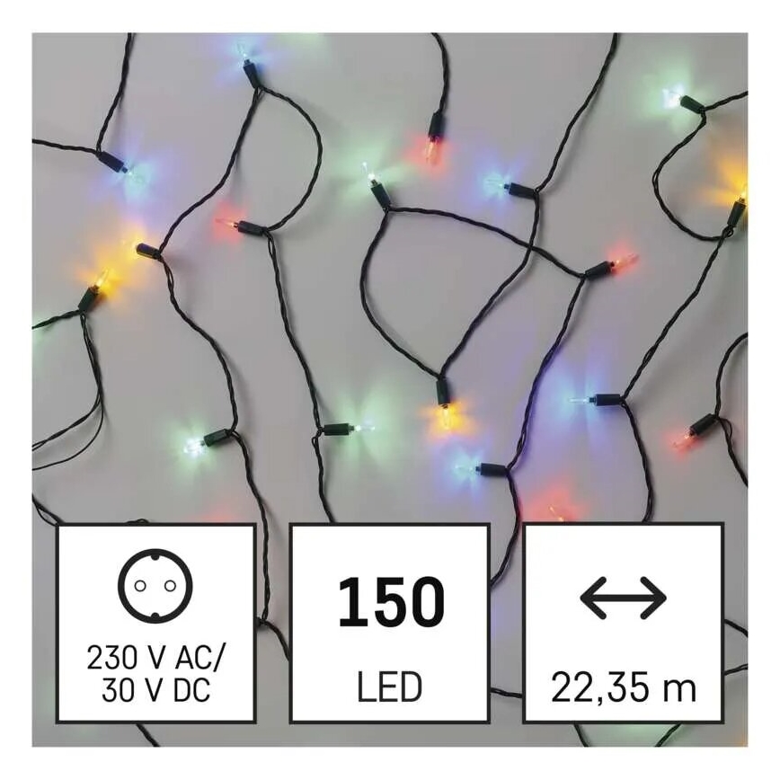 LED Väli valguskett 150xLED/27,35m IP44 mitmevärviline