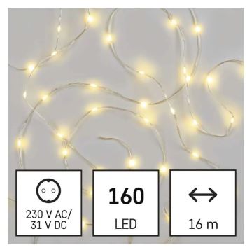 LED Väli valguskett 160xLED/21m IP44 soe valge