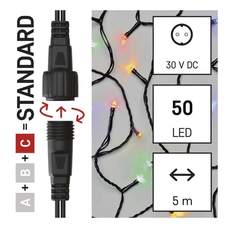 LED Väli valguskett 50xLED/5m IP44 mitmevärviline