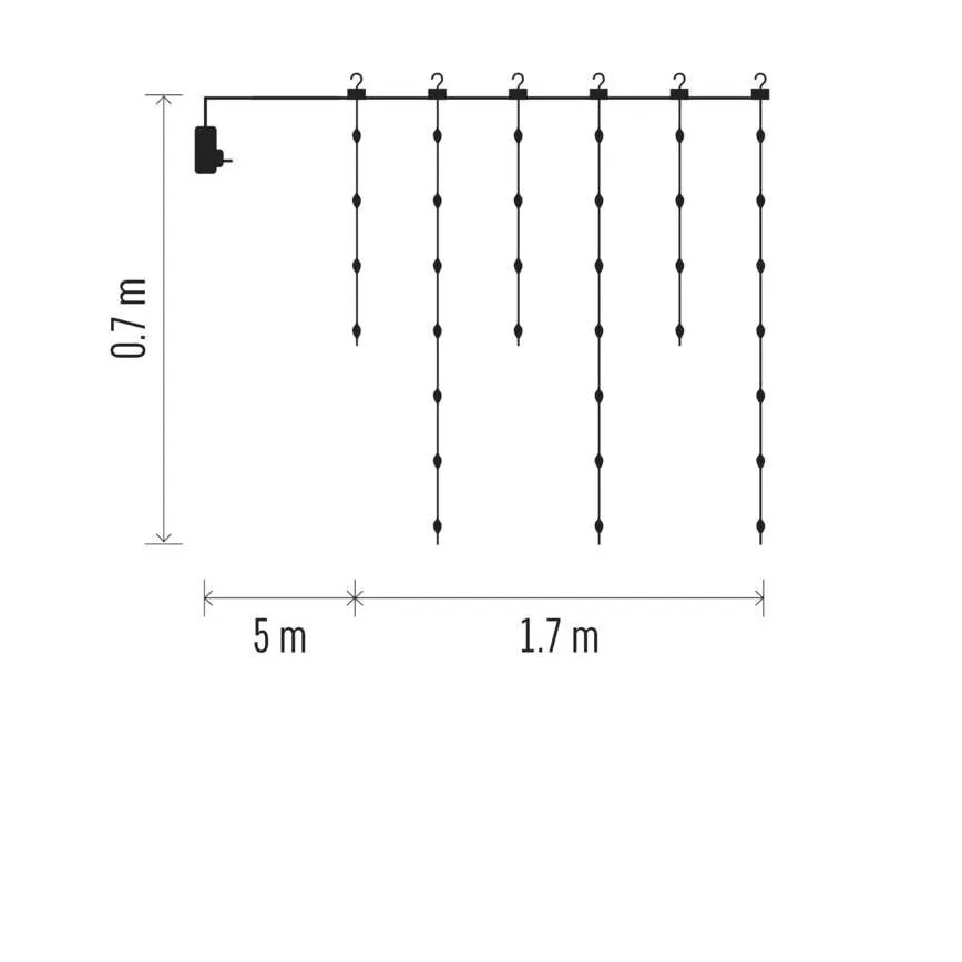 LED Väli valguskett 54xLED/8 funktsiooni 6,7x0,7m IP44 soe valge