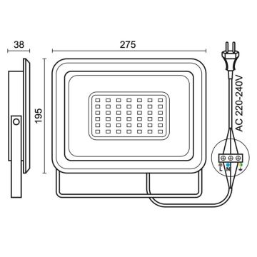 LED Väliprožektor LED/100W/230V 4000K IP65 must