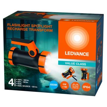 Ledvance - LED Laetav taskulamp akupangaga FLASHLIGHT LED/3W/5V IP64 2400mAh