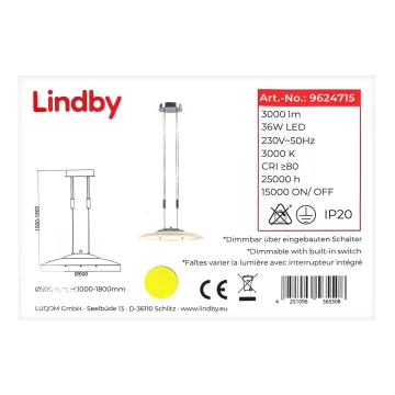 Lindby - LED Hämardatav lühter AMIDALA LED/36W/230V