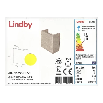 Lindby - LED Seinavalgusti YVA 2xLED/2,4W/230V