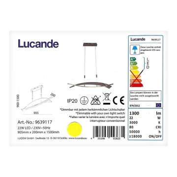 Lucande - LED Hämardatav lühter MARIJA LED/22W/230V