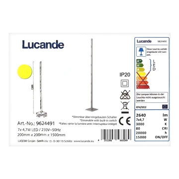 Lucande - LED Hämardatav põrandalamp MARGEAU 7xLED/4,7W/230V