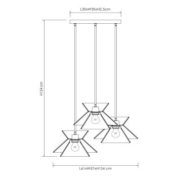 Lucide 10420/03/72 - Lühter TASMAN 3xE27/60W/230V beež