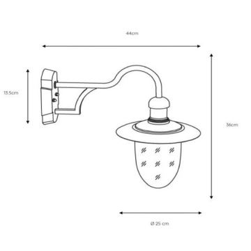 Lucide 11871/01/30 - Seinavalgusti õue ARUBA 1xE27/24W/230V