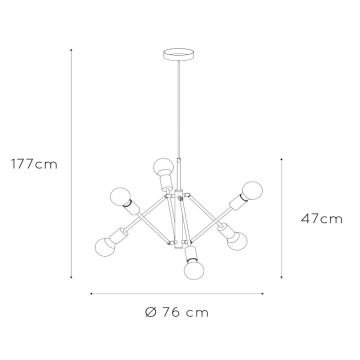 Lucide 21424/06/30 - Lühter LESTER 6xE27/40W/230V must