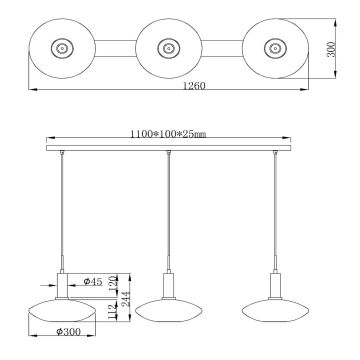 Lucide 25413/03/02 - Lühter SINGALA 3xE27/60W/230V