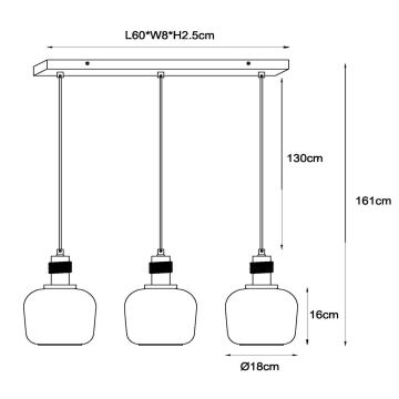 Lucide 45408/03/62 - Lühter ILONA 3xE27/40W/230V must/beež