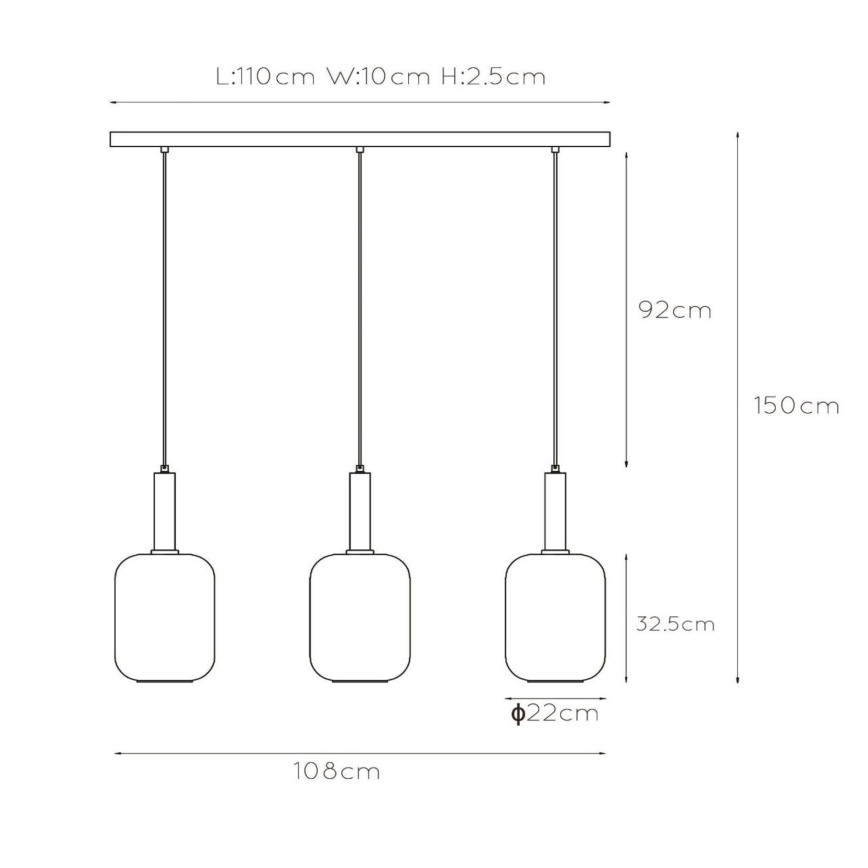 Lucide 45494/03/65 - Lühter JOANET 3xE27/40W/230V must