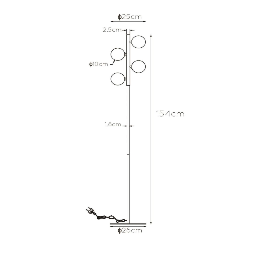 Lucide 45774/04/30 - Põrandalamp TYCHO 4xG9/28W/230V must